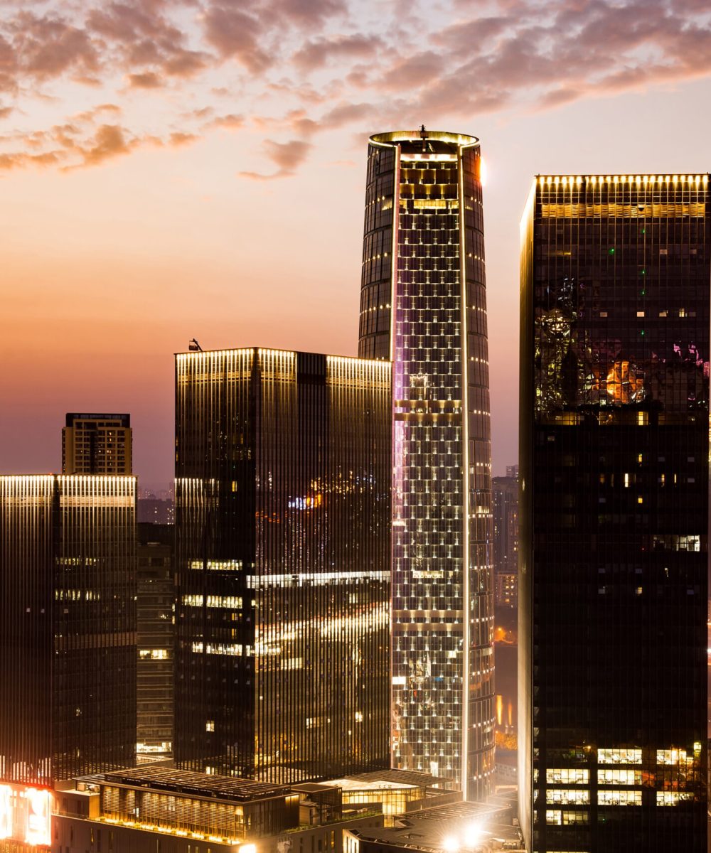 Skyscrapers at sunset